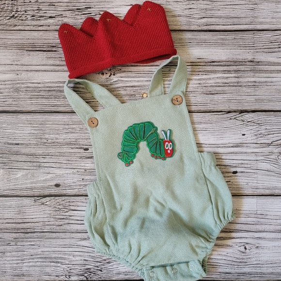 The Very Hungry Caterpillar First Second Birthday Cake Smash Romper Crown Set - Picture 7 of 16